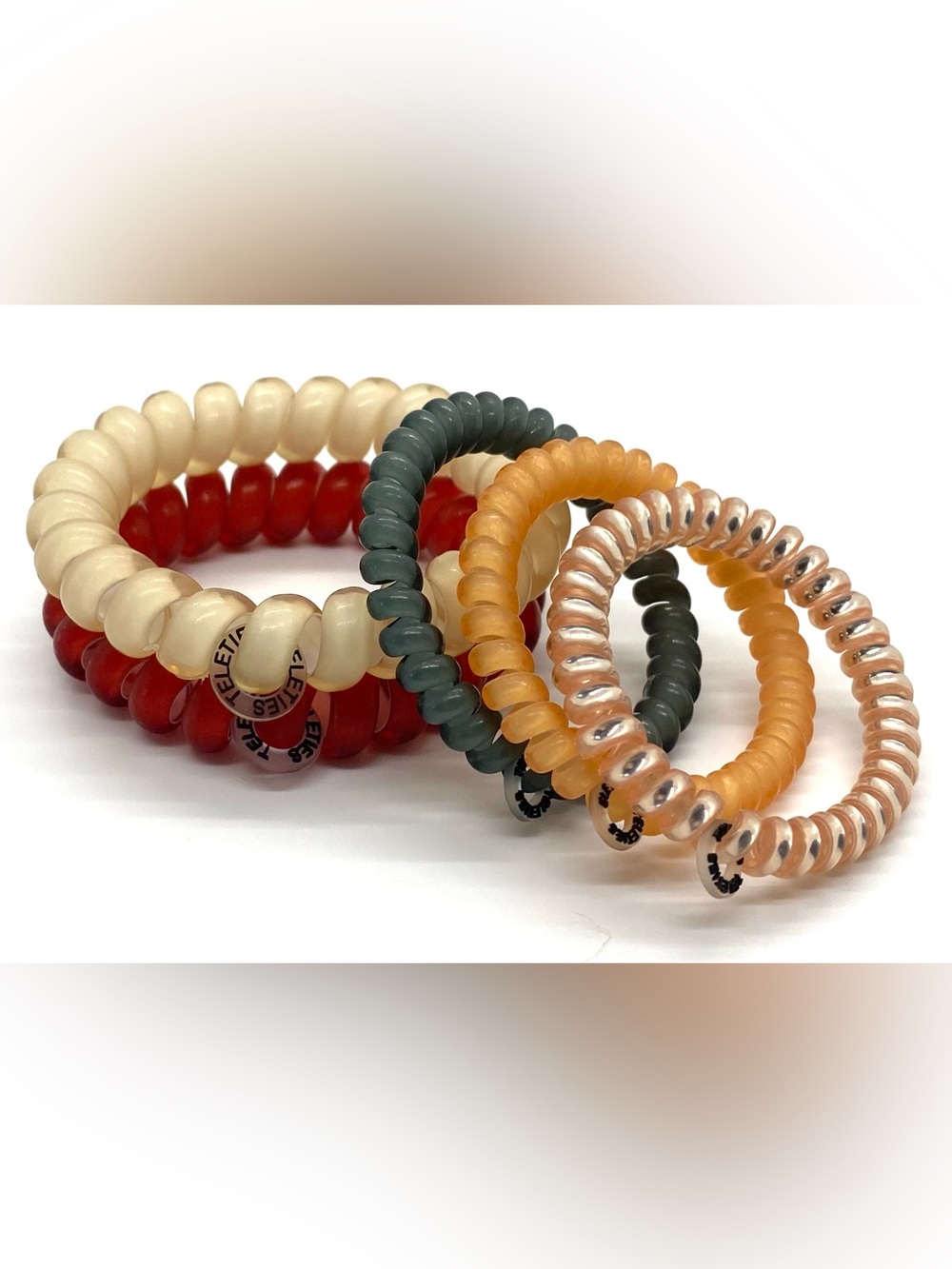 Teleties Spiral Coil Hair Ties Red Gold Blue Boho Fall Preppy Coastal Cowgirl